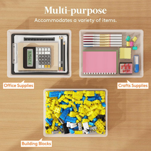 Lifewit 2 Pack Plastic Multi-Purpose Storage Box with Latching Lids, Clear A4 Paper Storage for Classroom, Board Game,