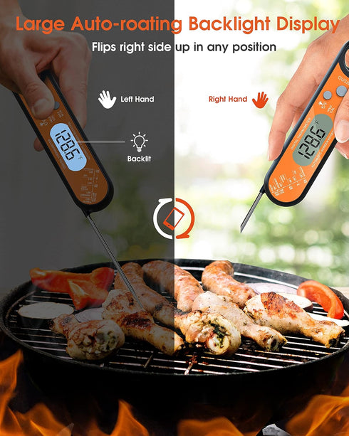 Meat Thermometer, Instant Read Digital Food Thermometer for Cooking, Fast & Precise with Backlight