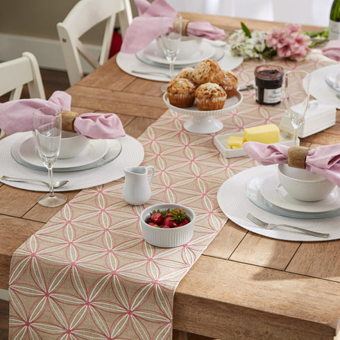 DII Polyester Embroidered Table Runner for Spring Garden Party, Summer BBQ, Baby Showers, Everyday Use - 14x70, Flowers