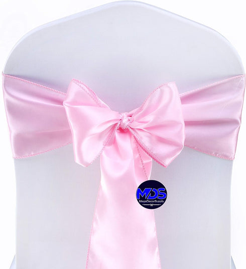 MDS Pack of 50 PCS Satin Chair Sashes, Charmeuse Sateen Dining Chair Bows for Wedding Party Decoration, 7 x 108 Inch,