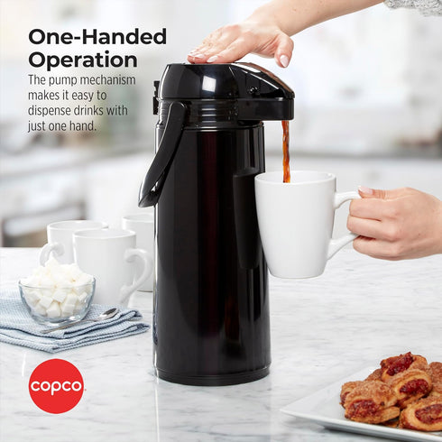 Copco Insulated Pump Pot with Handle, Large Capacity for Serving, 2 Quarts, Black
