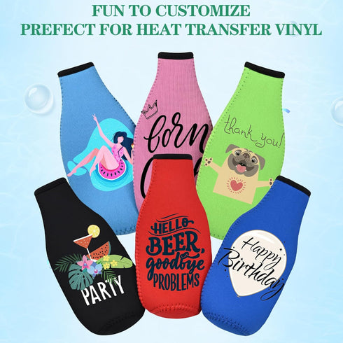 12 OZ 6 Pack) Beer Bottle Cooler Sleeves, Standard Zip-up Extra Thick Neoprene Insulated Sleeve-Keep Beer Cold