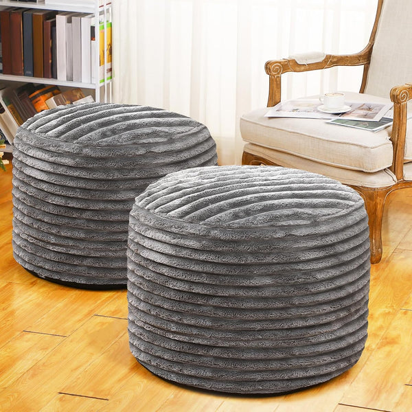 Teenyyou 2 Pcs 26 x 18 Inch Unstuffed Pouf Cover Ottoman Foot