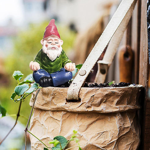 Yoga Gnome Miniature Garden Gnome, Fairy Garden Accessories Set of 4 Little Outdoor Gnomes