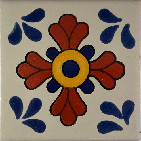 Fine Crafts Imports 3x3 Seville Talavera Mexican Tile - 16pcs Ceramic Floral, Multicolor, Water Resistant