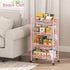 4 3 TOOLF Tier Rolling Utility Cart - Durable Metal Design Pink Utility Cart, Storage Trolley on Wheels with Hooks