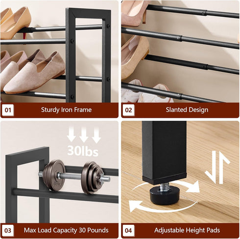 2-Tier Closet FAVOOSTY Expandable Shoe Rack, Adjustable Shoe Shelf Storage Organizer Space Saving Metal Free Standing