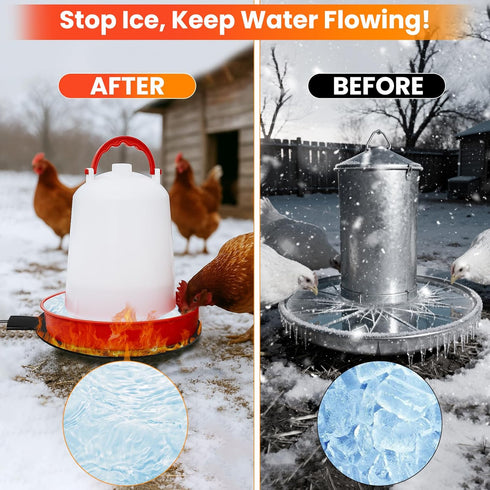 Goyappin 6" 15 Heated Chicken Waterer, Chicken Water Heater Base for Gallon Plastic or Metal Waterers, Winter Freeze