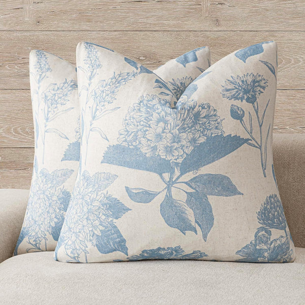 Foindtower Set of 2 Linen Floral Vintage Throw Pillow Covers Neutral Accent