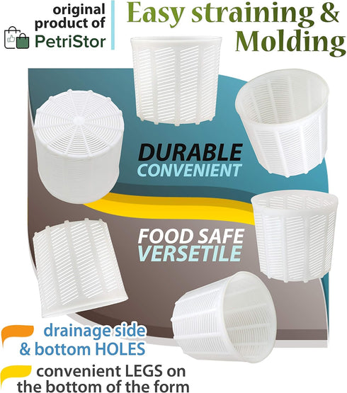6 1.85QT PetriStor Pcs Soft Cheese Mold for Cheese Making - Cheese Making Mold - Cream Cheese Form Mold - Homemade