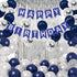 Blue Birthday Party Decorations, Happy Birthday Decorations with Banner, Blue Silver Confetti Balloons for Men