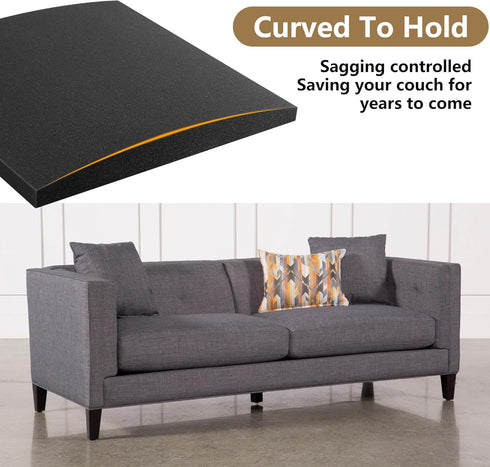 moonoom 22"x22" (2 Couch Cushion Support, Black Sofa Cushion Sagging Repair, Curved High Density Foam Replacement
