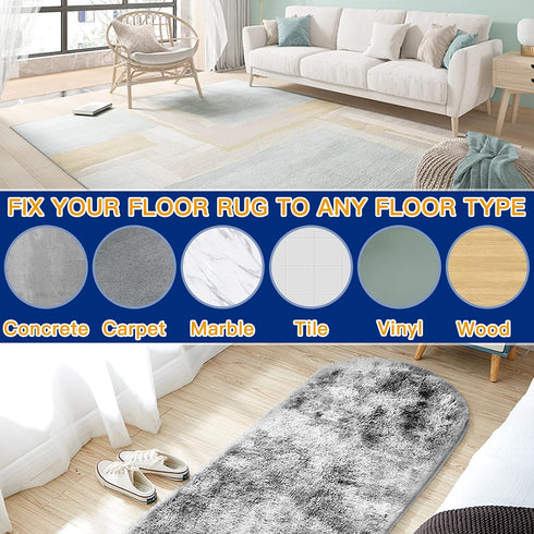 Rug Tape, 10 Pcs Double Sided Non Slip Reusable Rug Stopper, Washable for Hardwood Floors, Tile, Carpets