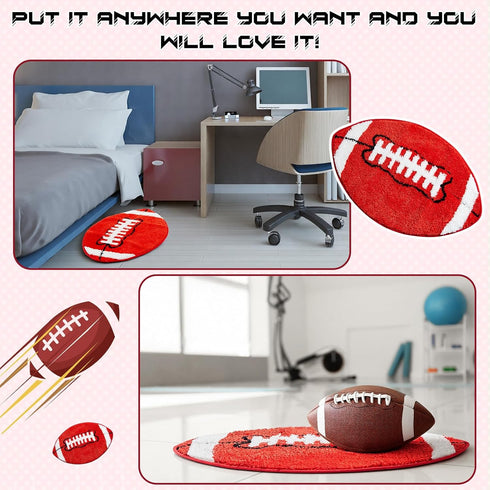 32x20, Funtery Football Rug for Boys and Sports Fan Room Decor Play Area Non Slip Mat Sports Area Rug Plush Carpet