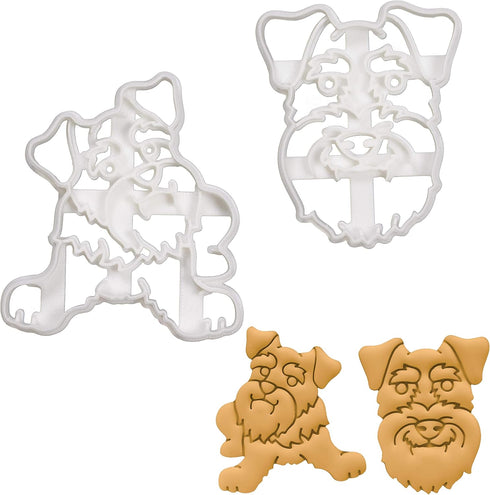 Set of 2 Mini Schnauzer Cookie Cutters (Body & Face Designs), 2 Pieces - Bakerlogy