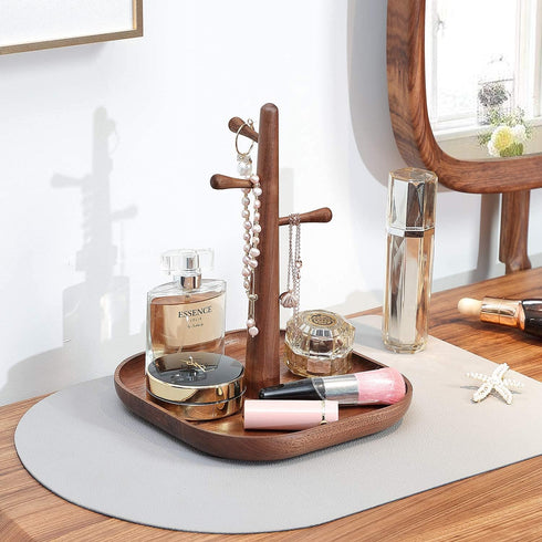 C-Joy Wood Handmade Wooden Key Holder - Decorative Key Rack for Entryway, Jewelry Key Stand Organizer (Walnut)