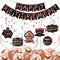 Retirement Party Decorations for Women, Black Rose Gold Happy Retirement Banner and Swirls with Rose Gold Confetti