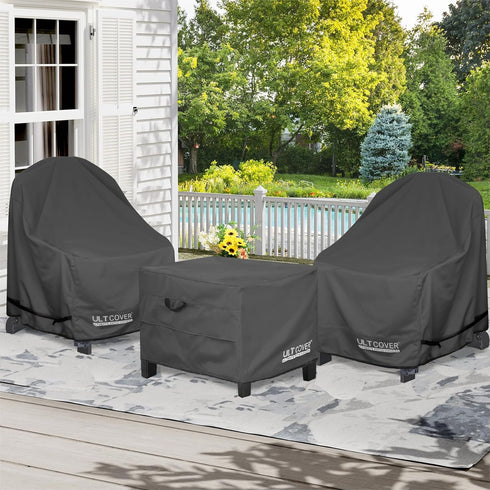 24L 24W 18H inch, ULTCOVER Waterproof Patio Ottoman Cover Square Outdoor Side Table Furniture Covers Size x x Black