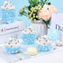300 Count Cloud Blue Cupcake Liners, White Light Blue Cupcake Wrappers for Birthday Theme Party Baking