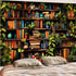 Accnicc 80 60 inch Botanical Bookshelf Tapestry Lush Green Plant Book Shelf Tapestries Wall Hanging Art Vintage Retro