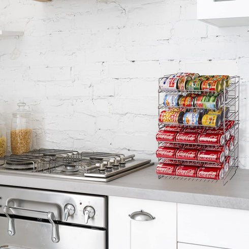 Atlantic Gravity-Fed Compact Double Canrack, Kitchen Organizer, Durable Steel, Silver