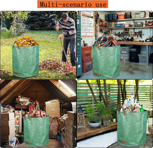 MHXWNHA 2-Pack 80 (33H 26D Inches) 4 Gallon x Reusable Standable Yard Waste Bags with Handles for Leaves, Debris, Grass