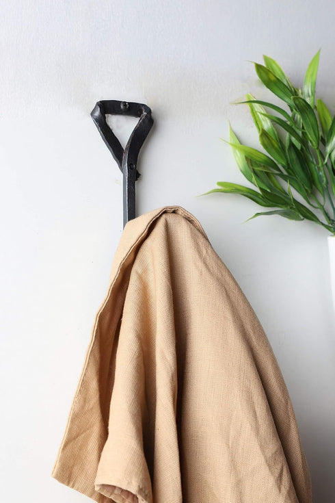 GoCraft Handmade Wrought Iron Coat Hook, Decorative Colonial Wall Decor for Coats, Towels, Scarves