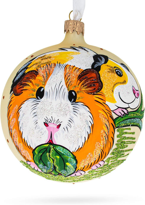 Adorable 4 Inches Guinea Pigs Glass Ball Christmas Ornament