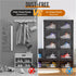 KEFA XL Shoe Storage Box Organizer, 6 Pack Clear Plastic Stackable Shoe Boxes for US 13 (Side 6 PACK BLACK)