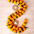 5 PC - 4.5 feet Marigold Garland with Green Leaves, Indian/American Wedding Party Decoration, Faux Floral