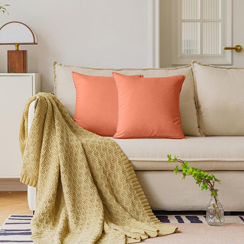 NiNi ALL Outdoor Waterproof Throw Pillow Covers Set of 2, Decorative Farmhouse Garden Pillowcase 22x22 inch Orange