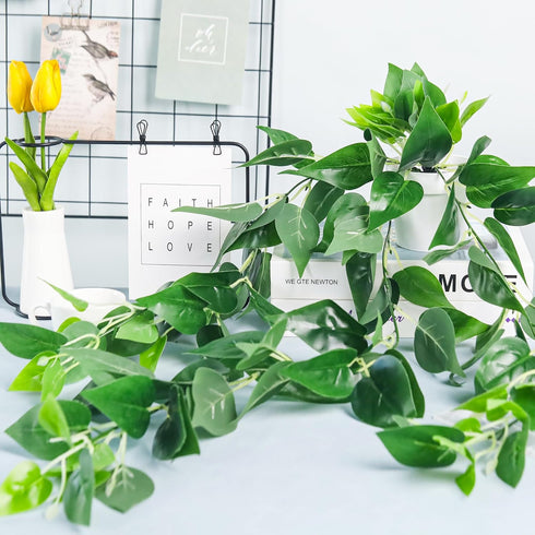 2Pcs Der Rose Fake Plants Artificial Potted Faux Hanging Ivy Vines Plants Indoor for Home Bathroom Shelf Wall Bookshelf