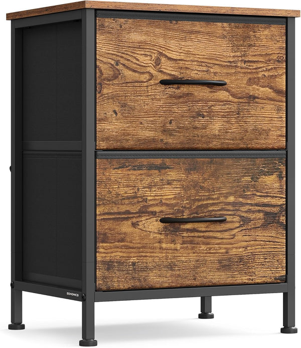 SONGMICS Dresser for Bedroom, Chest of Drawers, Nightstand, Steel, MDF, 2 Non-Woven
