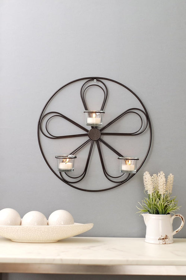 13.5 Inch Hosley Large Floral Wall Sconce Diameter Tea Light Candle Holder LED Farmhouse Ideal Gift for Weddings