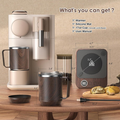 Set 16oz Felibeaco Coffee Mug Warmer & Mug for Desk, Smart Coffee Cup Warmer with Heated Mug, Cup Heater with Auto Shut
