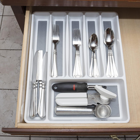 Lavish Home Silverware Drawer Organizer with 6 Sections and Nonslip Tray for Kitchen Flatware, Cutlery, Office