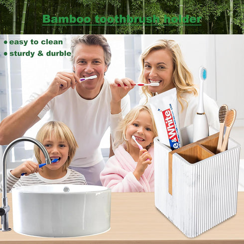 rejomiik Toothbrush Holders for Bathroom Countertop, 3 Slots Electric Toothbrush and Toothpaste Organizer