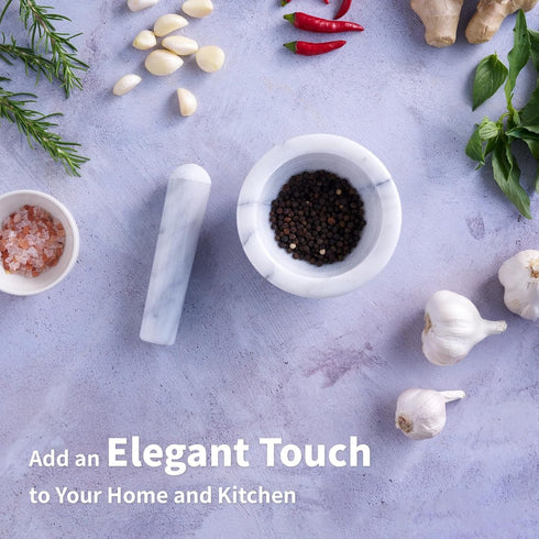 Marble Mortar and Pestle Set, 150ml, Spice Grinder, Herb Ginder, Unpolished Marble Spice Crusher, Kitchen Utensil (4"X4")