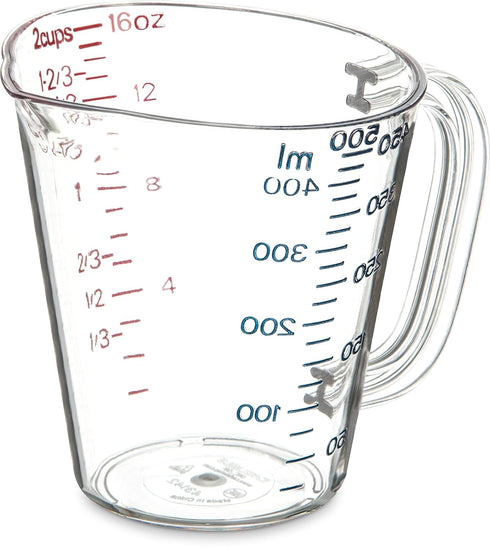 Carlisle FoodService Products Commercial Plastic Measuring Cup, 1 Pint, Clear, Model 4314207