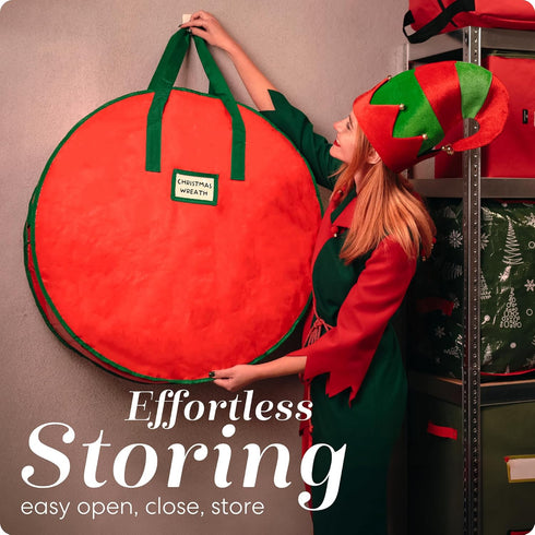 Handy Christmas Wreath Storage Bag - 2-PACK, Durable Tarp Material with Zipper, Ideal for Holiday Organization