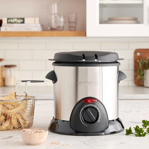 Presto 05470 Stainless Steel Electric Deep Fryer - Silver, Ideal for Making Crispy Fried Foods at Home