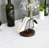 OwlGift Freestanding Modern Napkin Holder, Golden Turquoise Wrought Iron Leaf & Brown Wooden Base Design, Tissue