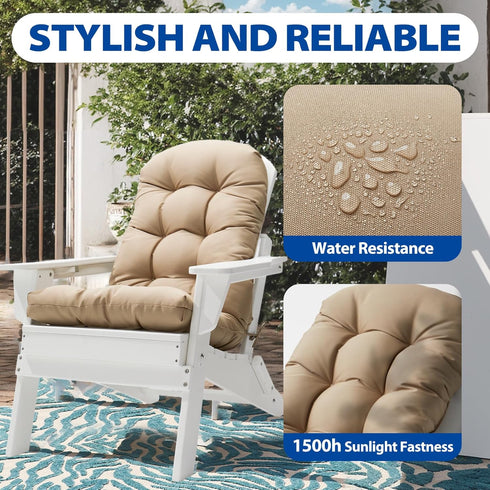 Lucresta 48.8 20.4 4.3, 1 Adirondack Chair Cushion, High Back Patio Cushions with Adjustable Ties, x x Waterproof