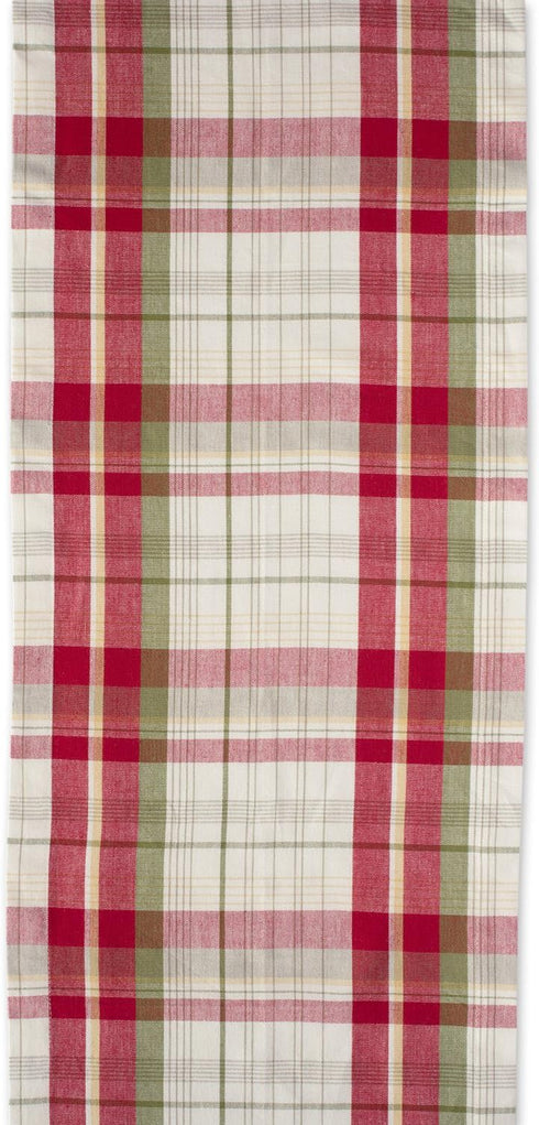 DII Orchard Plaid Collection Table Runner, 14x108, Taupe/Red Linen Tabletop Essentials