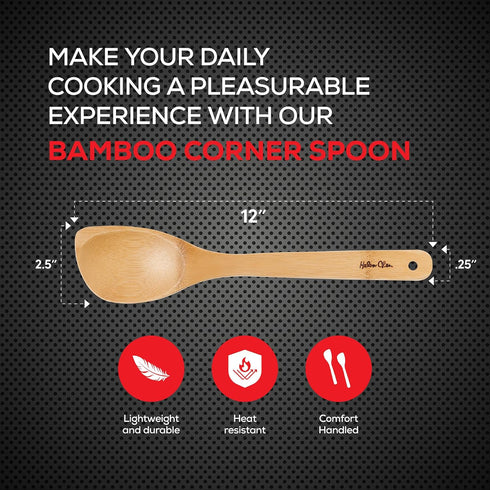 Helen’s Asian Kitchen Bamboo Kitchen Corner Spoon, Cooking Utensil, 12-Inch
