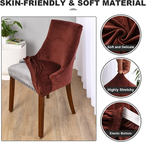 2 Pack MIFXIN Wingback Side Chair Cover Dining Chair Slipcover Velvet Stretch Sloping Armchair Accent Chair Protector