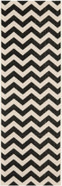 SAFAVIEH Courtyard Collection Runner Rug - 2'3" x 6'7", Black & Beige, Chevron Design, Non-Shedding & Easy Care,
