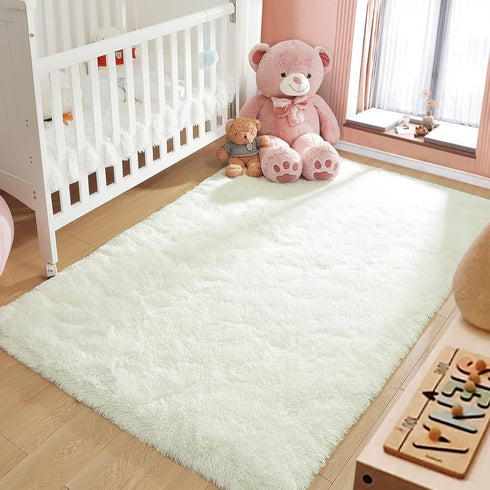 LOCHAS Ultra Soft Indoor Modern Area Rugs, Fluffy Living Room Carpets for Children Bedroom, 3x5 Feet, Cream