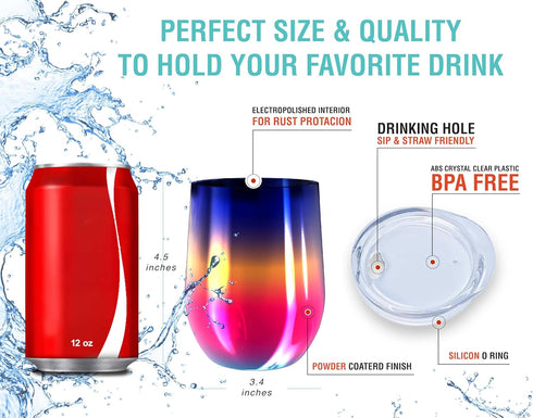 CHILLOUT LIFE 12 oz Stainless Steel Tumbler with Lid & Gift Box - Double Wall Insulated Travel Cup for Coffee & Wine
