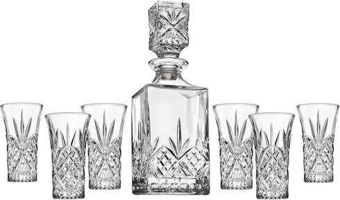 Godinger Mini Whiskey Decanter and Shot Glasses Barware Set - 10oz Decanter for Scotch, Wine or Vodka - Dublin